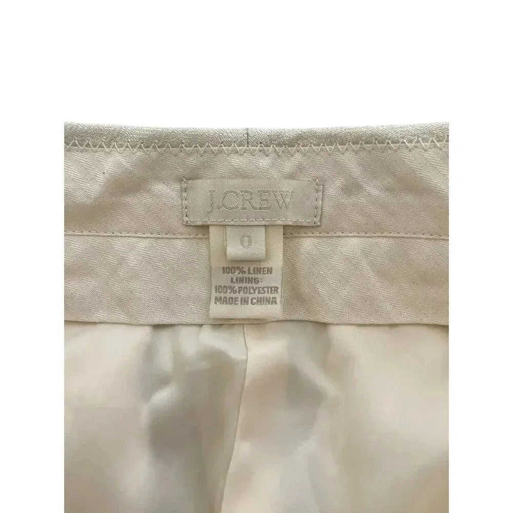 J.Crew Women's Cream linen Trousers Pants Size 0